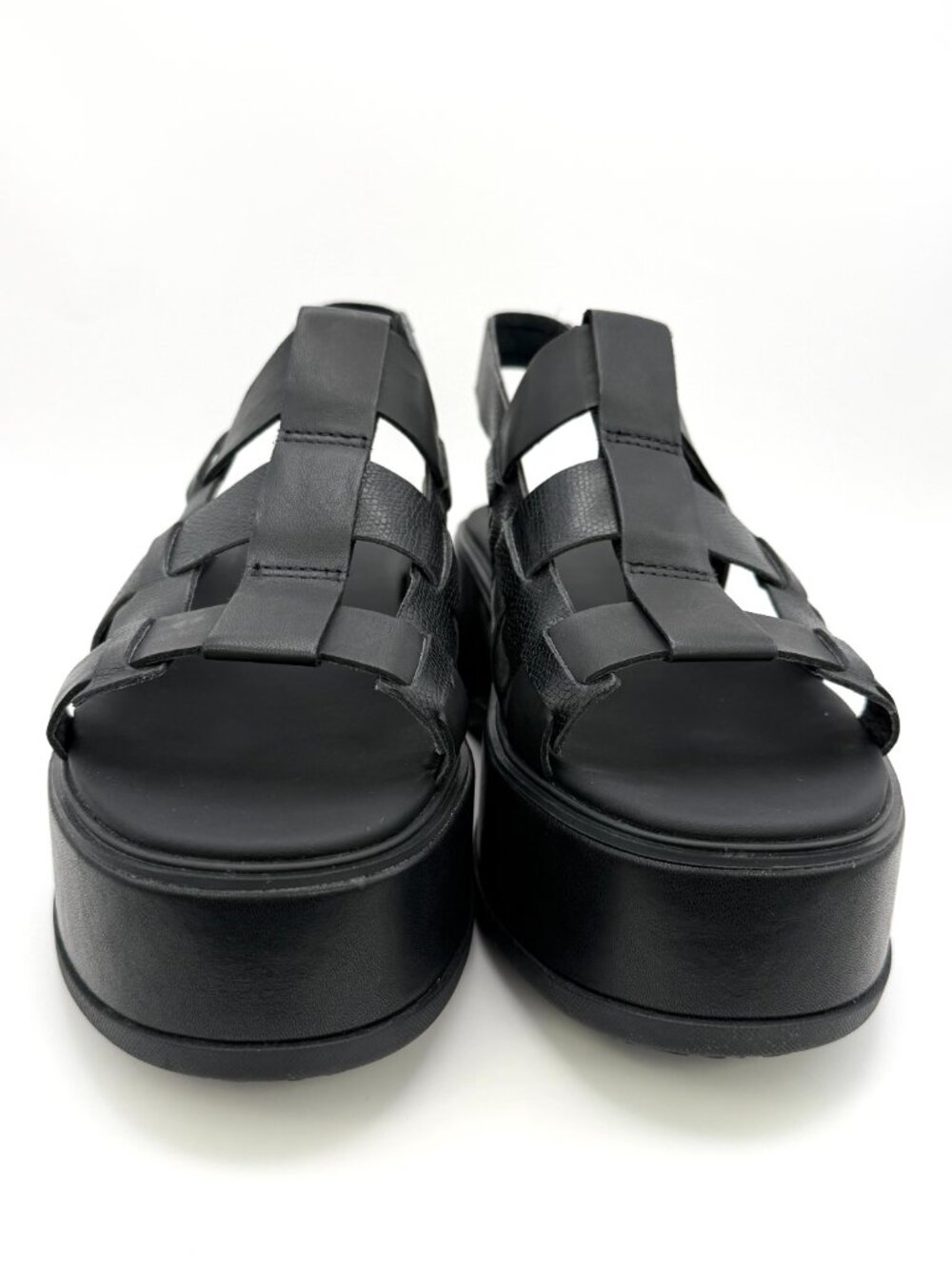 SOREL Dayspring Black Leather Platform Wedge Slingback Sandals Women’s 9.5 NIB - Picture 4 of 13